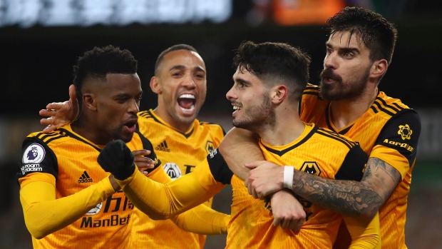 Wolverhampton Wanderers celebrate Pedro Neto