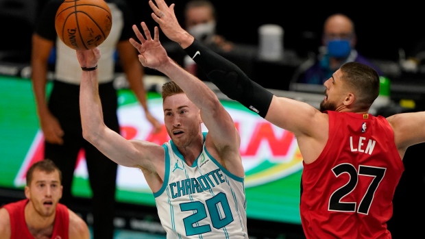 Charlotte Hornets' Gordon Hayward (20) attempts a pass against Toronto Raptors, The Canadian Press Charlotte Hornets' Gordon Hayward (20) attempts a pass against Toronto Raptors
