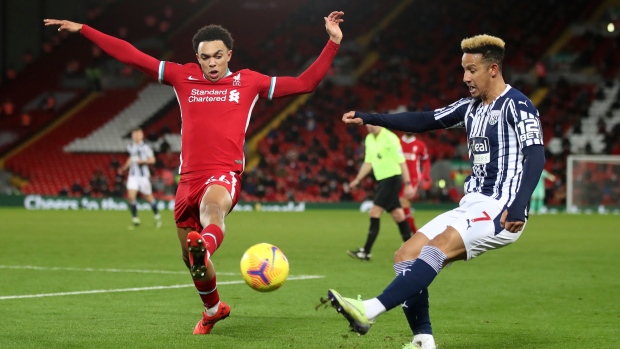 Liverpool's Trent Alexander-Arnold, left, and West Bromwich Albion's Callum Robinson, The Canadian Press Liverpool's Trent Alexander-Arnold, left, and West Bromwich Albion's Callum Robinson