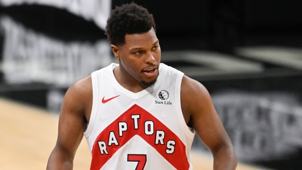 The back of the jersey worn by Kyle Lowry of the Toronto Raptors