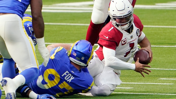 Arizon Cardinals' Kyler Murray sacked by Los Angeles Rams' Morgan Fox