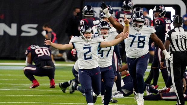 Tennessee Titans kicker Sam Sloman , The Canadian Press Tennessee Titans kicker Sam Sloman