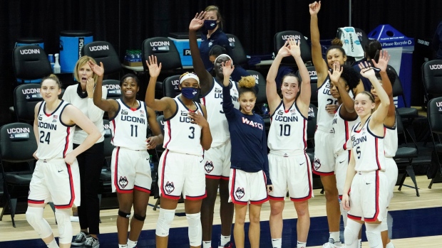 UConn celebrates, The Canadian Press UConn celebrates