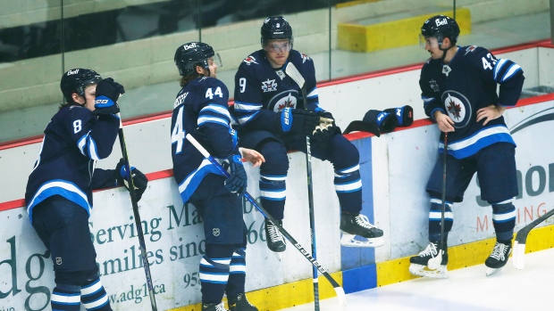 Winnipeg Jets rest during practice