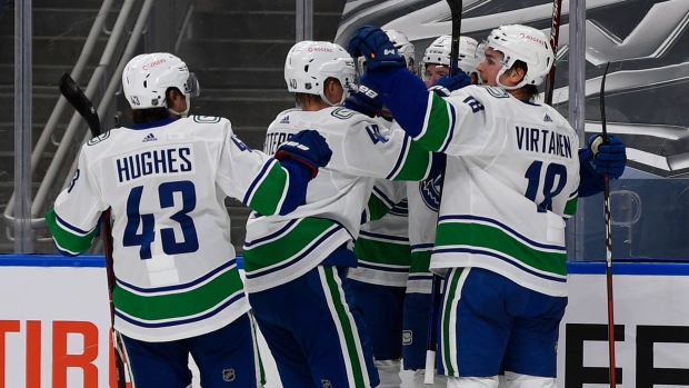 Quinn Hughes Elias Pettersson Travis Hamonic Jake Virtanen Brock Boeser Canucks