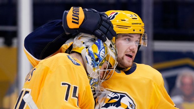 Viktor Arvidsson and Juuse Saros, The Canadian Press Viktor Arvidsson and Juuse Saros