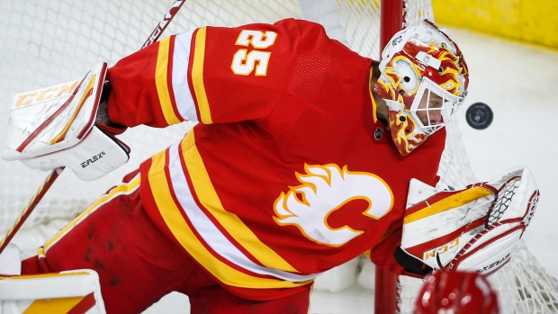 Markstrom's new mask features flaming skull