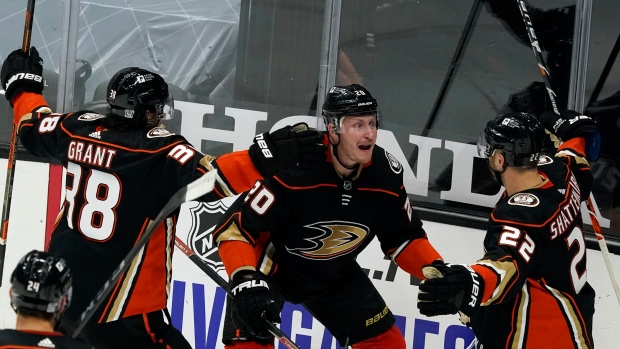Anaheim Ducks celebrate, The Canadian Press Anaheim Ducks celebrate