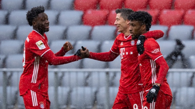 Robert Lewandowski Alphonso Davies Kingsley Coman, The Canadian Press Robert Lewandowski Alphonso Davies Kingsley Coman