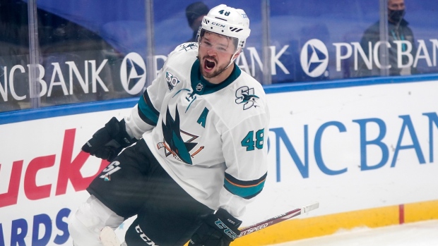 Tomas Hertl celebrates