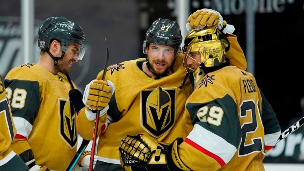 Vegas Golden Knights celebrate, The Canadian Press Vegas Golden Knights celebrate