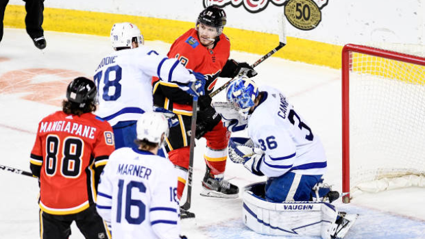 Jack Campbell vs. Flames, Getty Images Jack Campbell vs. Flames