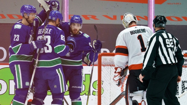 Tyler Motte, Canucks celebrate, The Canadian Press Tyler Motte, Canucks celebrate