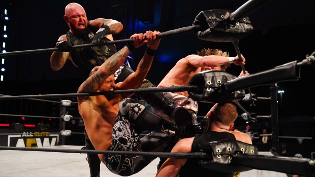 Kenny Omega and the Good Brothers beat down Jon Moxley, All Elite Wrestling Kenny Omega and the Good Brothers beat down Jon Moxley