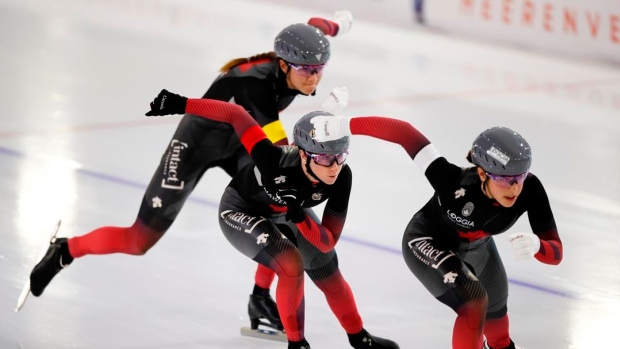 Isabelle Weidemann, Ivanie Blondin, and Valerie Maltais,