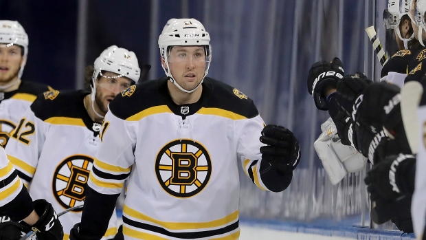 Nick Ritchie and Boston Bruins celebrate