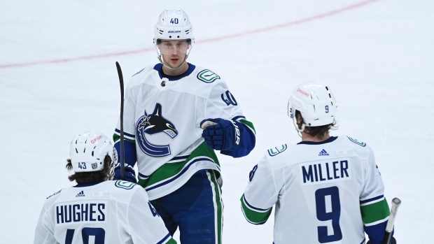 Vancouver Canucks celebrate, The Canadian Press Vancouver Canucks celebrate