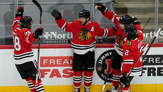 Chicago Blackhawks celebrate, The Canadian Press Chicago Blackhawks celebrate