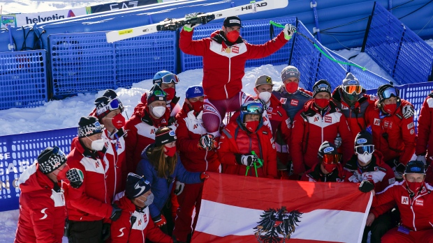 Vincent Kriechmayr and Team Austria, The Canadian Press Vincent Kriechmayr and Team Austria