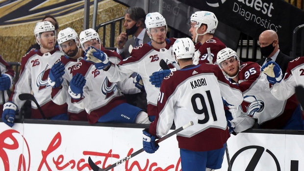 Colorado Avalanche celebrate, The Canadian Press Colorado Avalanche celebrate