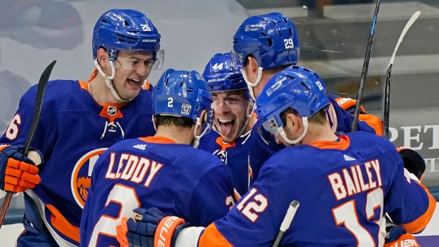 New York Islanders celebrate, The Canadian Press New York Islanders celebrate