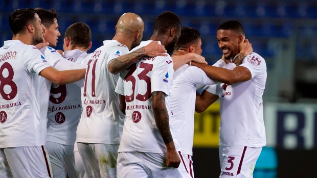 Torino's Gleison Breme celebrates, The Canadian Press Torino's Gleison Breme celebrates