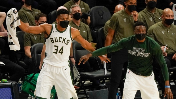Giannis Antetokounmpo and Thanasis Antetokounmpo celebrate, The Canadian Press Giannis Antetokounmpo and Thanasis Antetokounmpo celebrate