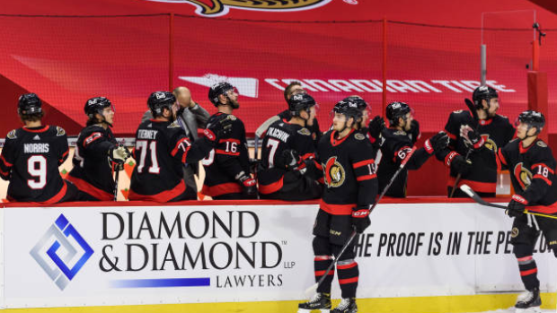 Drake Batherson celebrates, Getty Images Drake Batherson celebrates