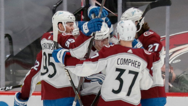 Colorado Avalanche celebrate, The Canadian Press Colorado Avalanche celebrate