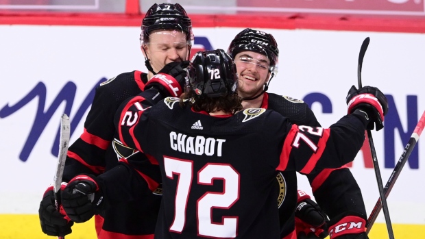 Brady Tkachuk Drake Batherson Thomas Chabot, The Canadian Press Brady Tkachuk Drake Batherson Thomas Chabot