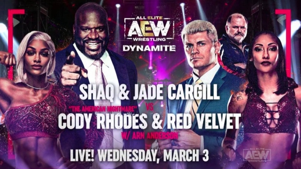 Shaquille O'Neal and Jade Cargill vs. Cody Rhodes and Red Velvet
