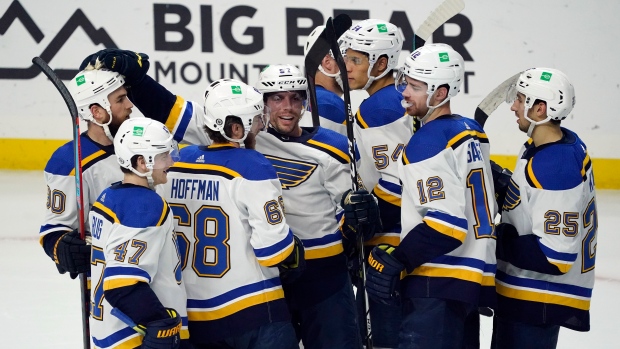 St. Louis Blues celebrate, The Canadian Press St. Louis Blues celebrate