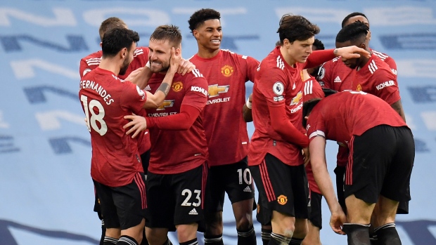 Manchester United celebrate, The Canadian Press Manchester United celebrate