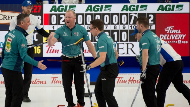 Wayne Middaugh and team celebrate , Curling Canada Wayne Middaugh and team celebrate