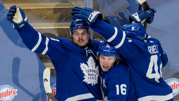 Auston Matthews, Mitch Marner, Morgan Rielly, The Canadian Press Auston Matthews, Mitch Marner, Morgan Rielly