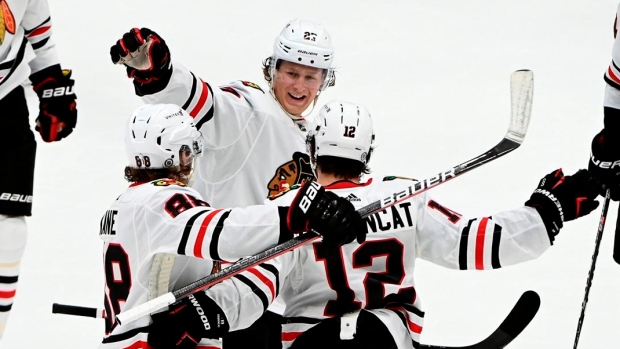 Chicago Blackhawks celebrate, The Canadian Press Chicago Blackhawks celebrate