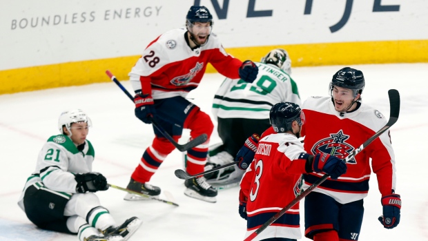 Zach Werenski Cam Atkinson Oliver Bjorkstrand, The Canadian Press Zach Werenski Cam Atkinson Oliver Bjorkstrand