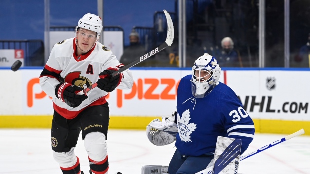 Michael Hutchinson and Brady Tkachuk, The Canadian Press Michael Hutchinson and Brady Tkachuk