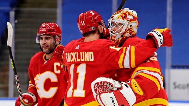 Calgary Flames celebrate, The Canadian Press Calgary Flames celebrate