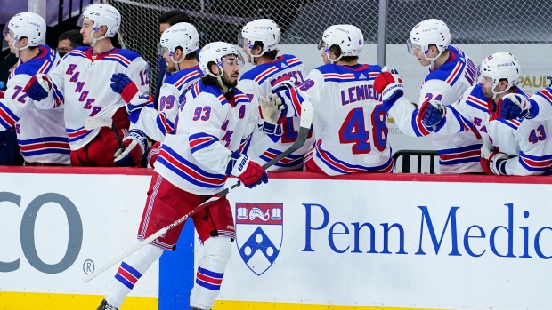 Zibanejad ties NHL record for points in a period as Rangers score 9 for 1st  time in 22 years