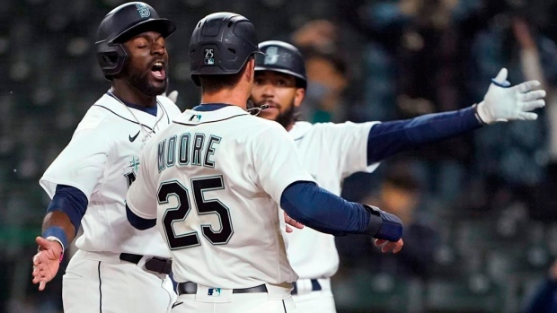 Seattle Mariners celebrate, The Canadian Press Seattle Mariners celebrate
