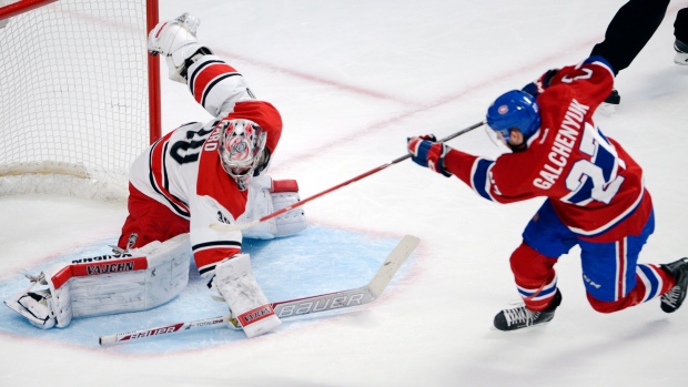 Alex Galchenyuk and Cam Ward, The Canadian Press Alex Galchenyuk and Cam Ward