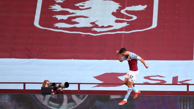 Aston Villa's Trezeguet celebrates