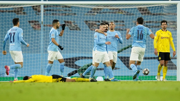 Manchester City celebrates, The Canadian Press Manchester City celebrates