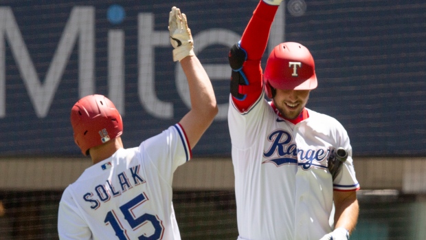 Texas Rangers celebrate, The Canadian Press Texas Rangers celebrate