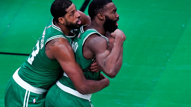 Tristan Thompson and Jaylen Brown