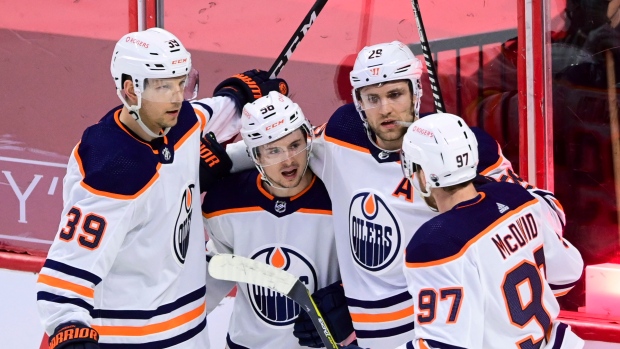 Edmonton Oilers celebrate, The Canadian Press Edmonton Oilers celebrate