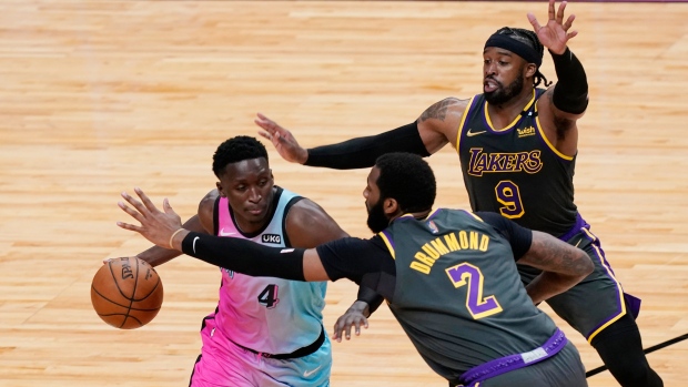 Miami Heat Victor Oladipo against Los Angeles Lakers , The Canadian Press Miami Heat Victor Oladipo against Los Angeles Lakers