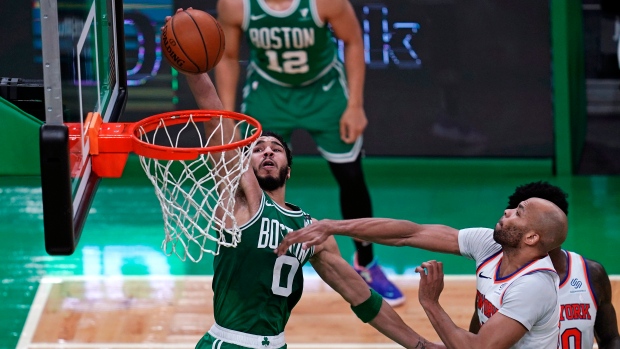 Boston Celtics' Jayson Tatum scores against the New York Knicks, The Canadian Press Boston Celtics' Jayson Tatum scores against the New York Knicks
