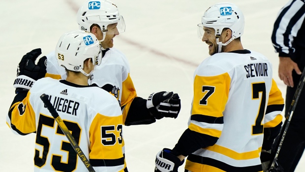 Teddy Blueger, Zach Trotman and Colton Sceviour, The Canadian Press Teddy Blueger, Zach Trotman and Colton Sceviour
